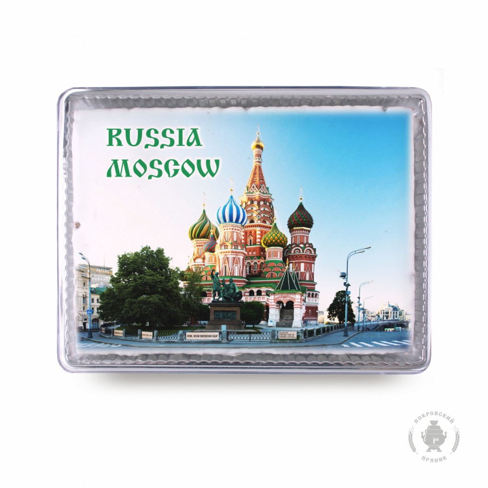  Пряник 600г RUSSIA MOSCOW с фотопечатью (в подарочной пластиковой упаковке)  в Кольчугине