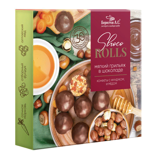  Берестов Shoco Rolls конфеты с фундуком, цукатами моркови  и медом 135г  в Кольчугине